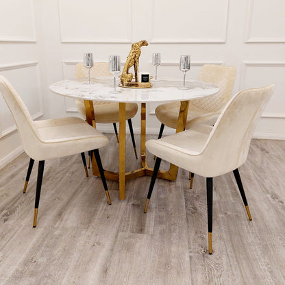 LUCIEN GOLD 1.2 ROUND DINING TABLE WITH SINTERED STONE TOP