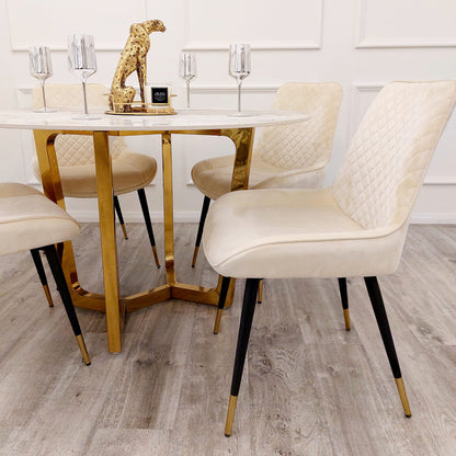 LUCIEN GOLD 1.2 ROUND DINING TABLE WITH SINTERED STONE TOP