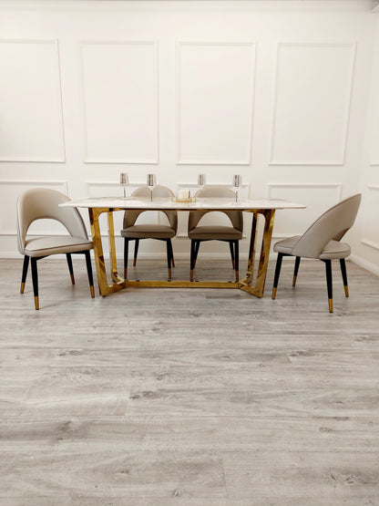 LUCIEN 1.8 GOLD DINING TABLE WITH PANDORA GOLD SINTERED STONE TOP