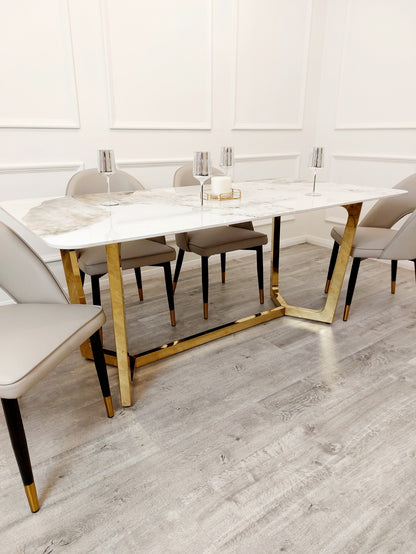 LUCIEN 1.8 GOLD DINING TABLE WITH PANDORA GOLD SINTERED STONE TOP