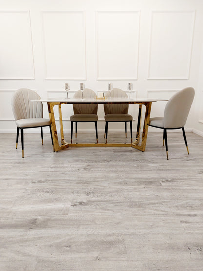 LUCIEN 1.8 GOLD DINING TABLE WITH PANDORA GOLD SINTERED STONE TOP