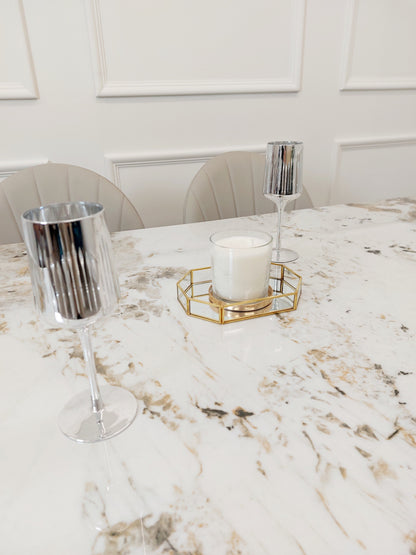 LUCIEN 1.8 GOLD DINING TABLE WITH PANDORA GOLD SINTERED STONE TOP