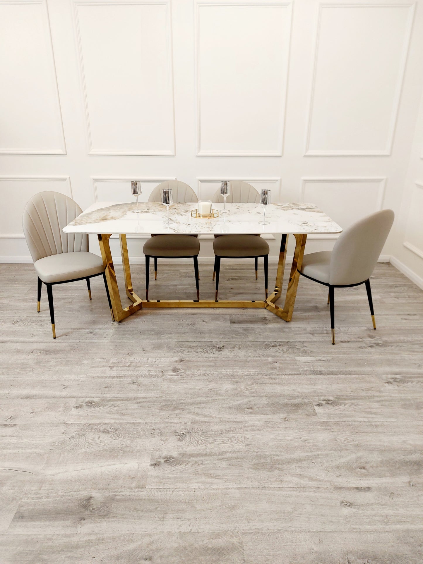 LUCIEN 1.8 GOLD DINING TABLE WITH PANDORA GOLD SINTERED STONE TOP