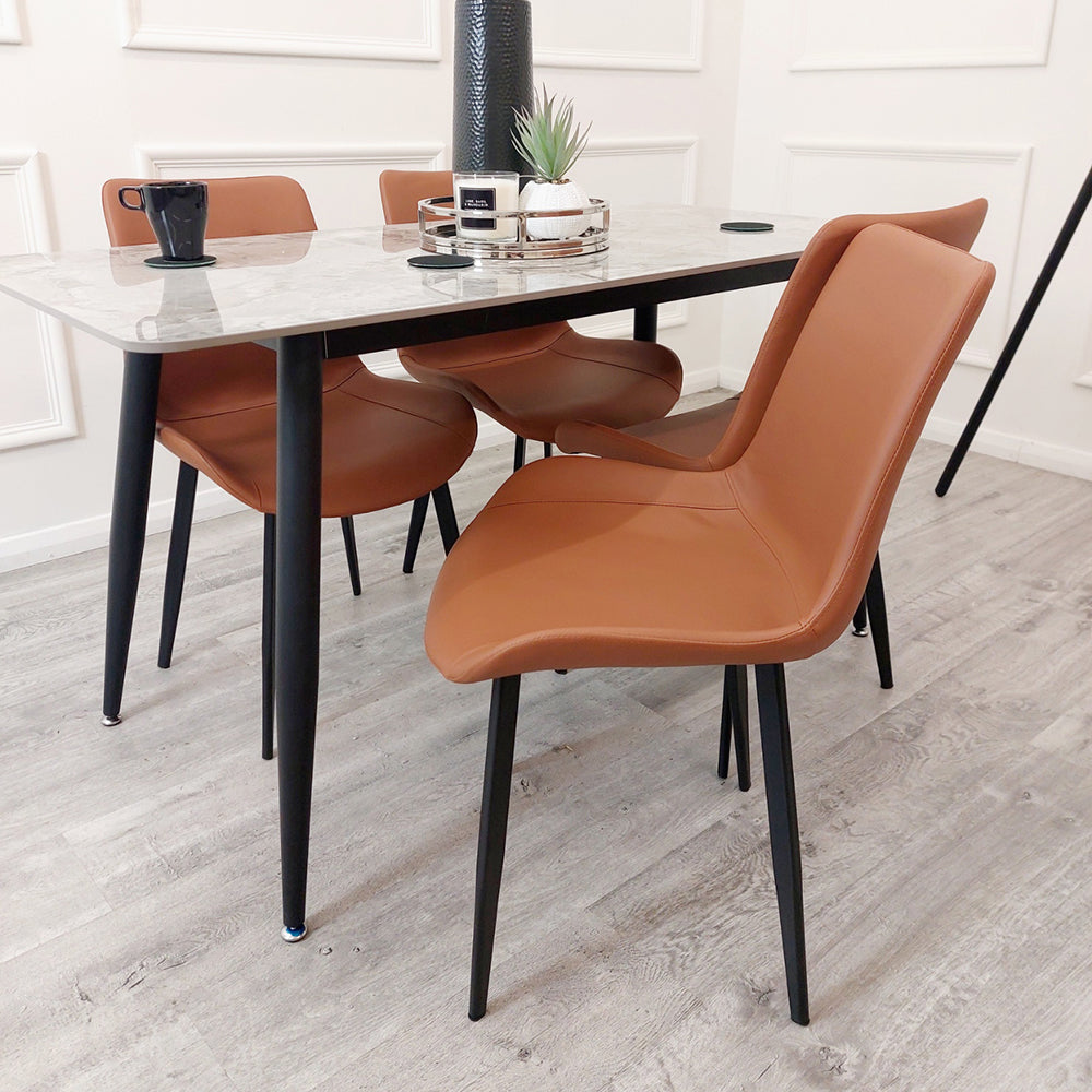 REMUS TAN LEATHER DINING CHAIR