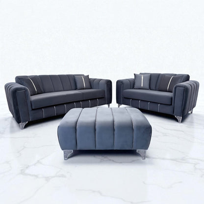 Keysri Sofa in Steel Plush Velvet