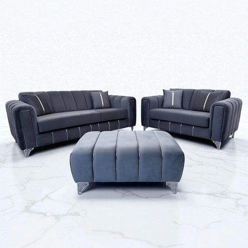 Keysri Sofa in Steel Plush Velvet