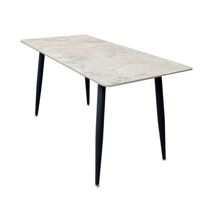 TITUS 1.4 BLACK DINING TABLE WITH SHADOW ASH GREY SINTERED STONE TOP