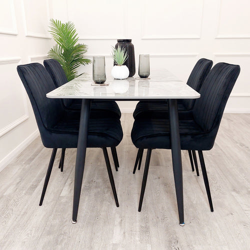 TITUS 1.4 BLACK DINING TABLE WITH SHADOW ASH GREY SINTERED STONE TOP