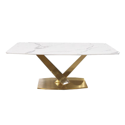 VALEO GOLD 1.8 DINING TABLE WITH POLAR WHITE SINTERED STONE TOP