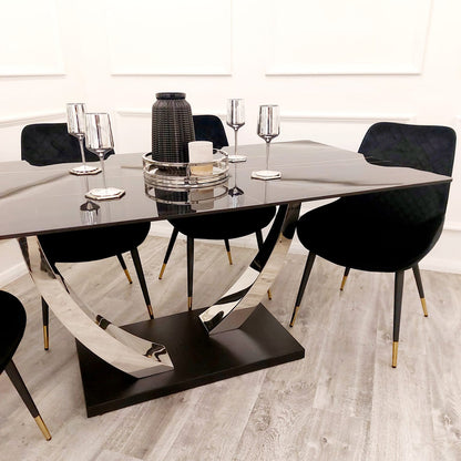 VENUS DINING TABLE WITH 4 BLACK LUNA CHAIRS