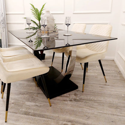 VENUS 1.6 CHROME DINING TABLE WITH BLACK SINTERED STONE TOP