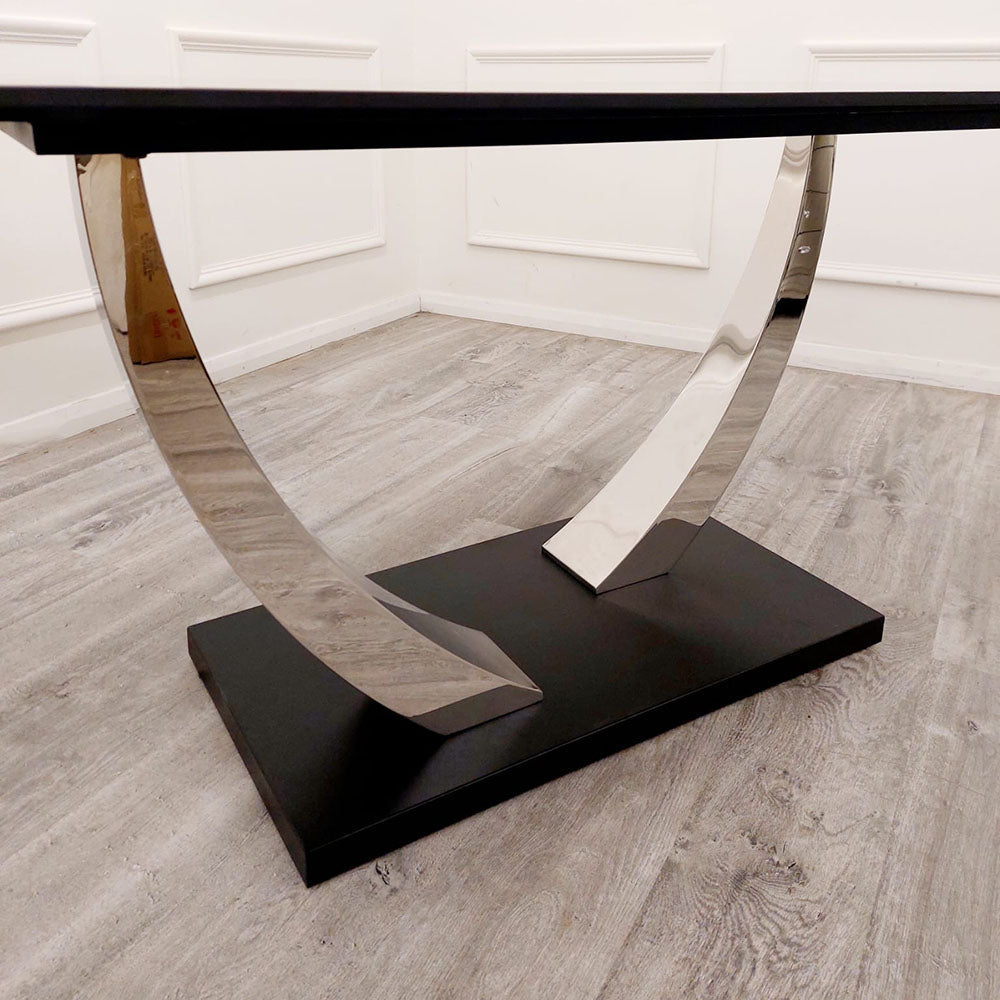 VENUS 1.6 CHROME DINING TABLE WITH BLACK SINTERED STONE TOP