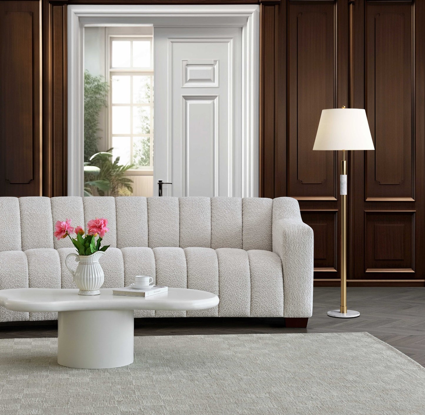 ALUXO ASTORIA 3 SEATER SOFA IN OATMEAL BOUCLE