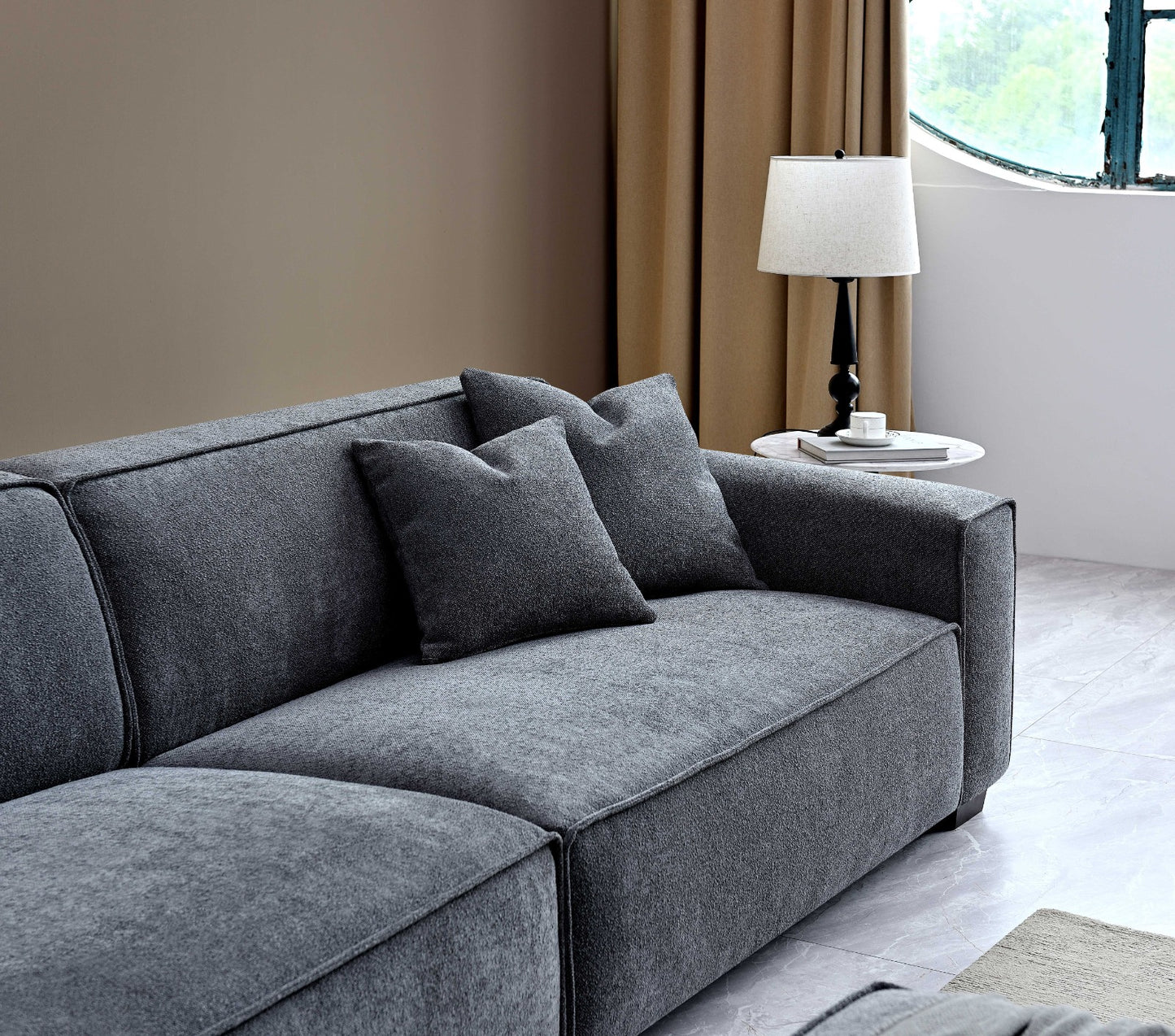 ALUXO DAKOTA 4-SEATER SOFA IN CHARCOAL BOUCLE