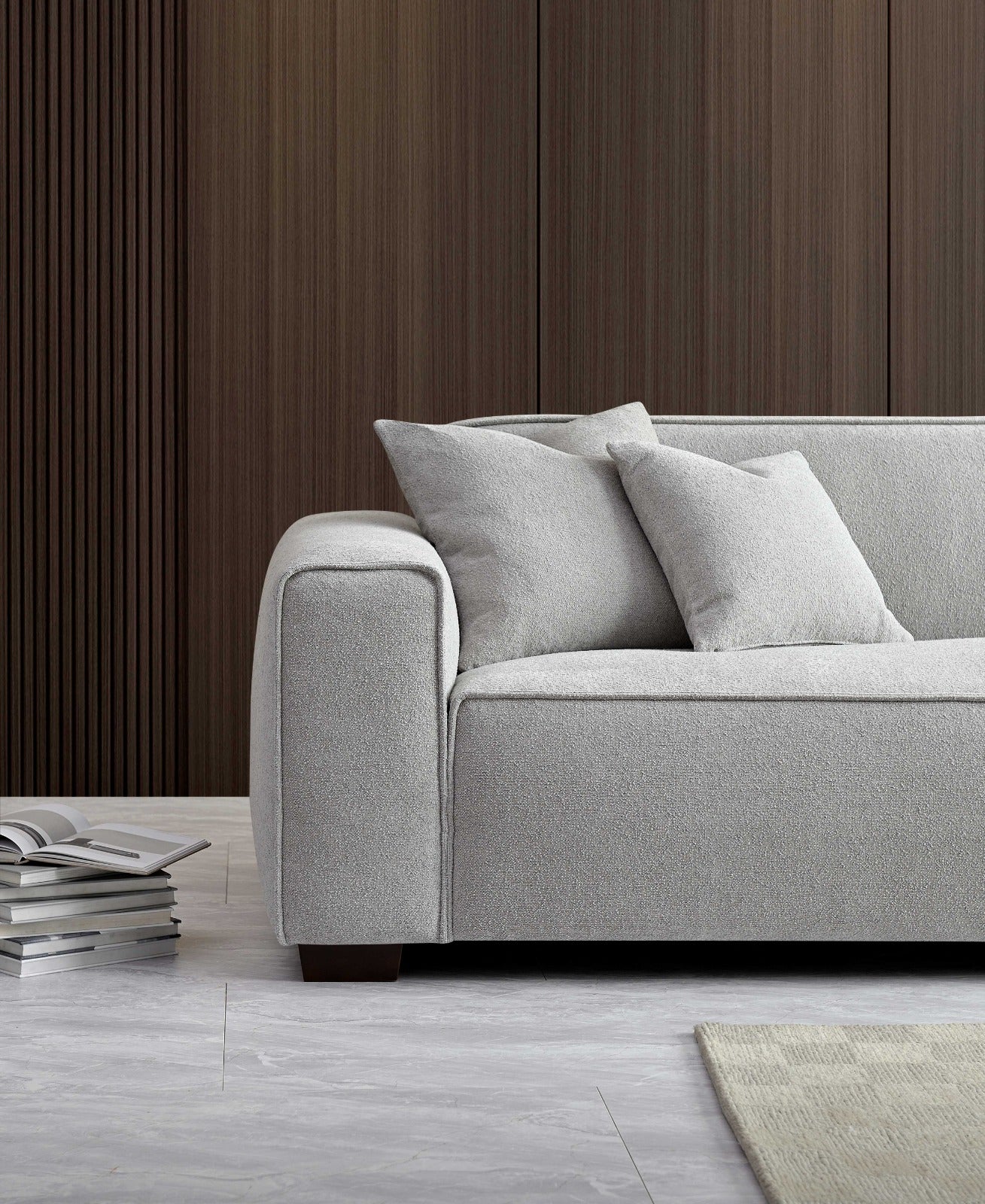 ALUXO DAKOTA 4-SEATER SOFA IN PEBBLE BOUCLE