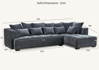 ALUXO GRAMERCY SOFA RANGE IN STEEL VELVET