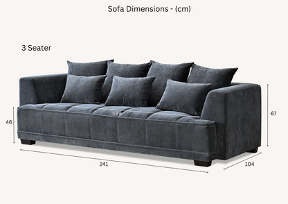 ALUXO GRAMERCY SOFA RANGE IN STEEL VELVET