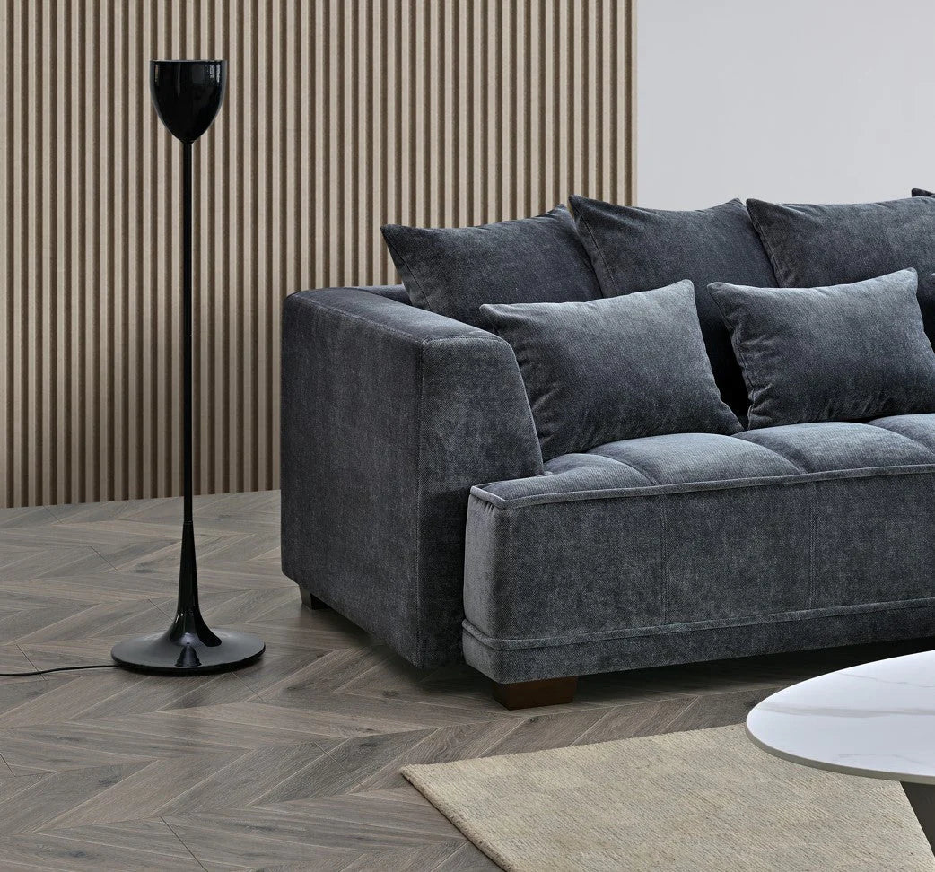 ALUXO GRAMERCY SOFA RANGE IN STEEL VELVET