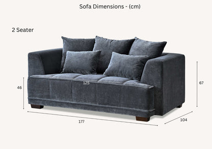 ALUXO GRAMERCY SOFA RANGE IN STEEL VELVET