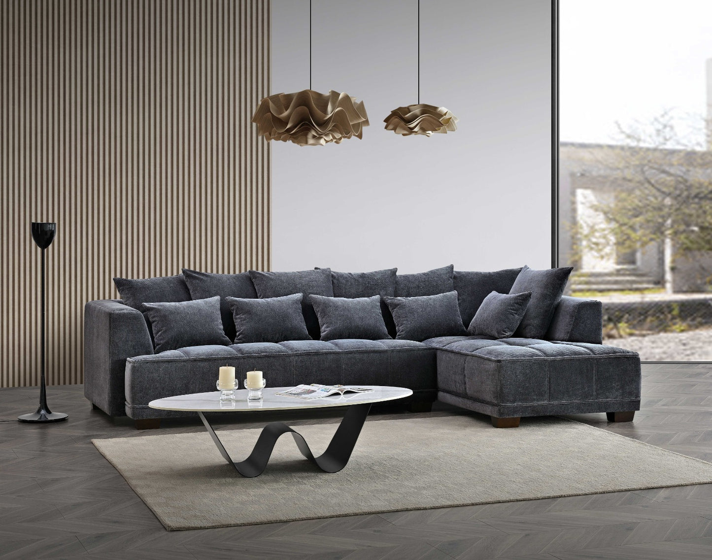 ALUXO GRAMERCY SOFA RANGE IN STEEL VELVET