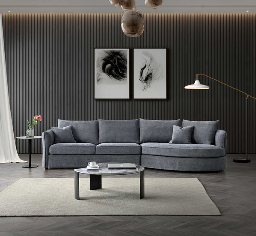 ALUXO RUBIN CORNER SOFA IN CHARCOAL BOCULE