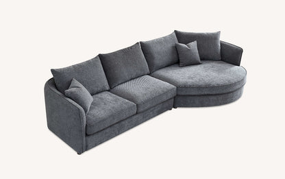 ALUXO RUBIN CORNER SOFA IN CHARCOAL BOCULE