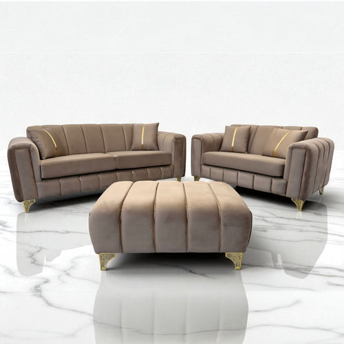 Keysri Sofa in Mink Plush Velvet