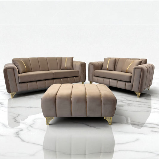 Keysri Sofa in Mink Plush Velvet