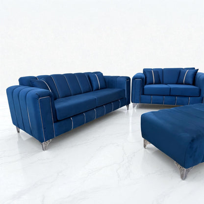 Keysri Sofa in Blue Plush Velvet