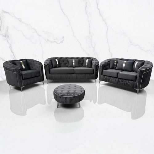Ambassador Chesterfield Sofa in Steel Plush Velvet