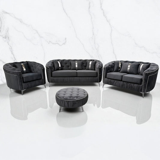 Ambassador Chesterfield Sofa in Steel Plush Velvet