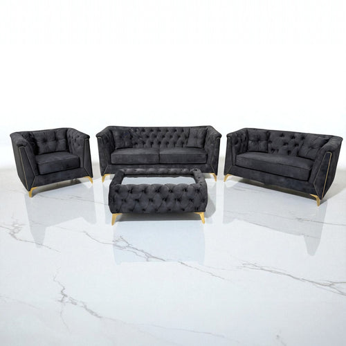 Istanbul Chesterfield Sofa in Marble Gunmetal Velvet