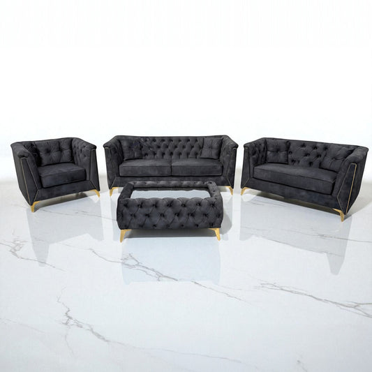 Istanbul Chesterfield Sofa in Marble Gunmetal Velvet