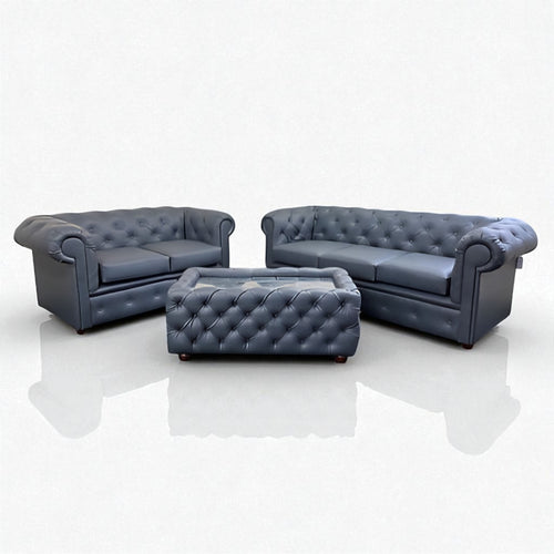 Chesterfield Sofa in Slate Bonded Leather