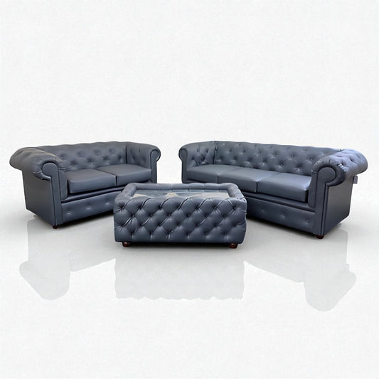 Chesterfield Sofa in Slate Bonded Leather