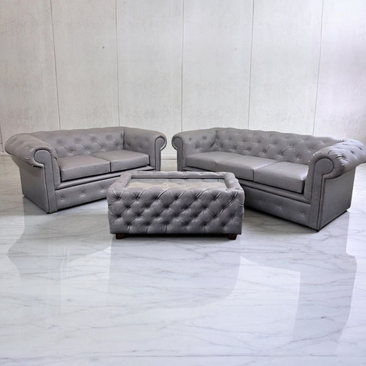 Chesterfield Sofa in Grey Bonded Leather