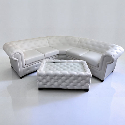 Chesterfield Corner Sofa in White Bonded Leather