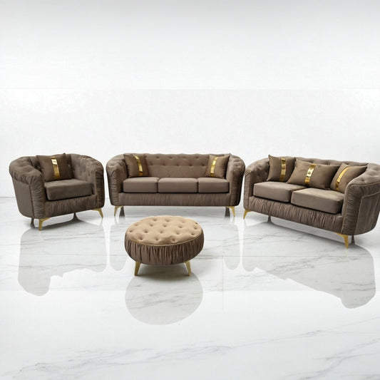 Ambassador Chesterfield Sofa in Mink Plush Velvet
