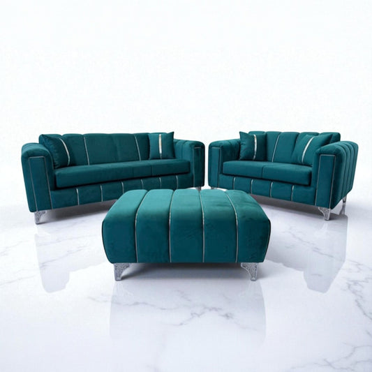Keysri Sofa in Teal Plush Velvet