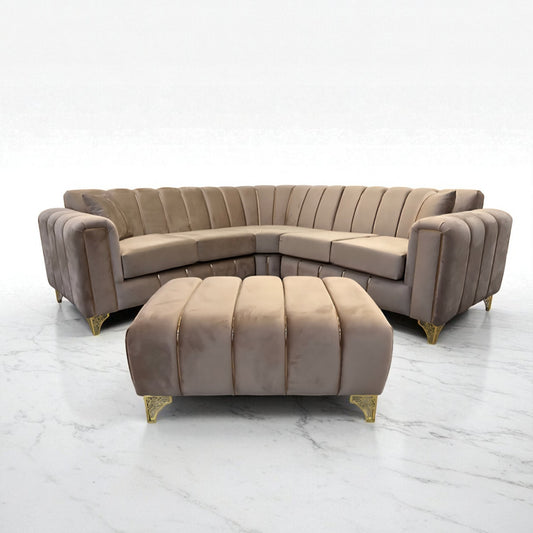 Keysri Corner Sofa in Mink Plush Velvet